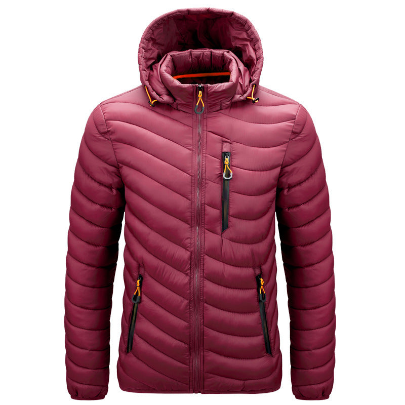 Men'S Cotton-Padded Jacket With Hooded Removable Cap