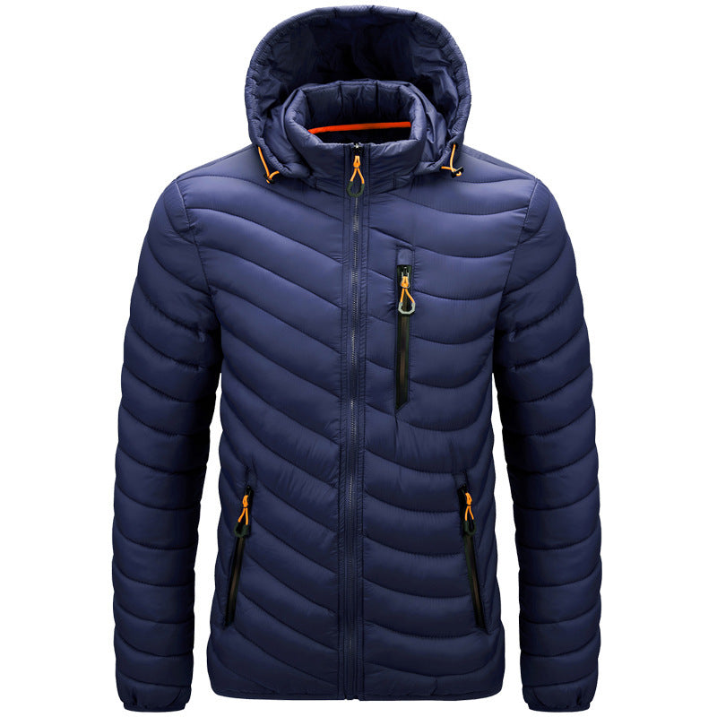 Men'S Cotton-Padded Jacket With Hooded Removable Cap