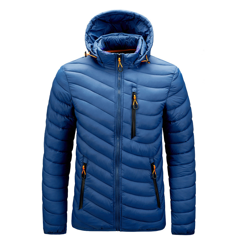 Men'S Cotton-Padded Jacket With Hooded Removable Cap