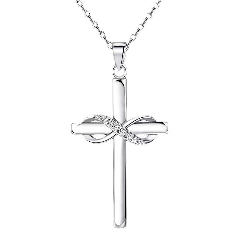 Cross With Infinity Sign Pendant  For Women And Men Simple Stylish Gold Color Neck Accessories.