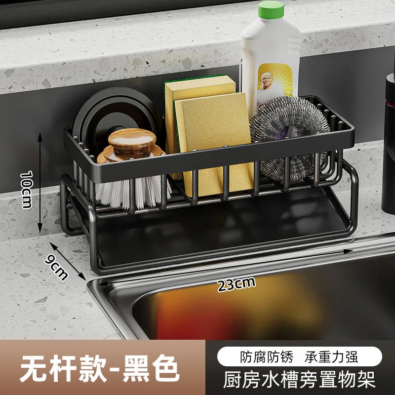 Kitchen Stainless Steel Sink Drain Rack Sponge Holder Faucet Storage Soap Drainer Towel Rack Shelf Organizer Accessories.