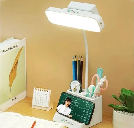 3 Color Mode LED Study/Table/Desk Lamp with Pen & Phone Holder, Rechargeable Touch On/Off Lamp for Studying